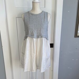 BUCKETLIST Heather Gray and Ivory Mini Dress